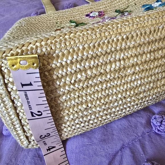 Floral Bejeweled Woven Purse - Picture 6 of 10